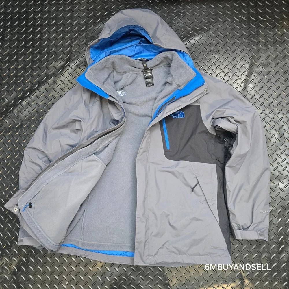 The North Face HyVent Atlas Triclimate Jacket Gray Blue LG 3-in-1‎ Large